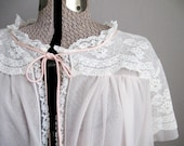 1960s Negligee Light Pink Peignoir Scalloped Lace Vintage Robe