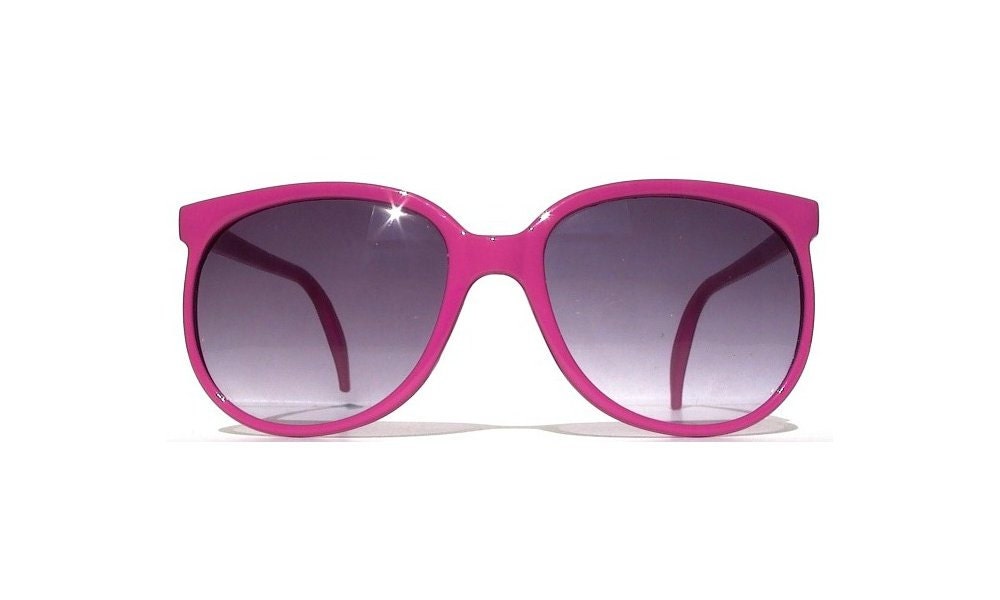 Vintage Hot Pink Sunglasses 80s Wayfarer Oversized Round Frame