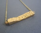 Druzy Necklace, Druzy Bar necklace, 24K Gold Plated Bar necklace, Gold Bar necklace, Gold Necklace