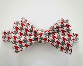 Red & Gray Houndstooth Bow Tie