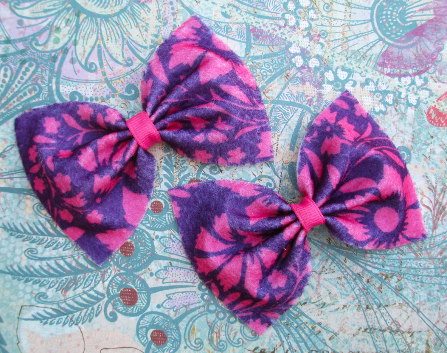 Rapunzel hair bow Disney Princess hair clip girls cute kawaii party favor felt purple pink flowers toddler simple bow