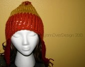 Cunning knitted hat in orange, yellow and red