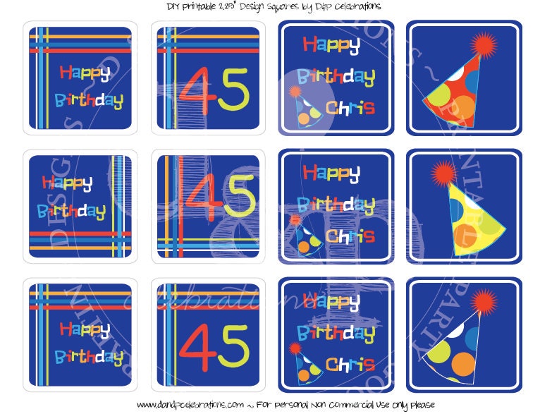 Birthday Fun in Blue DIY Printable Design Squares Il_170x135