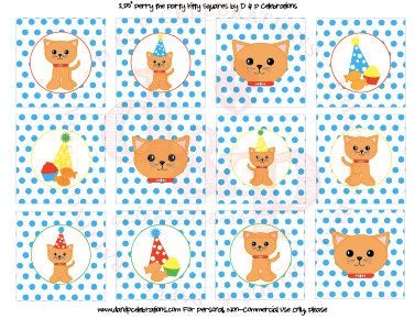 DIY Printable Benny the Party Kitty Squares INSTANT DOWNLOAD Il_170x135