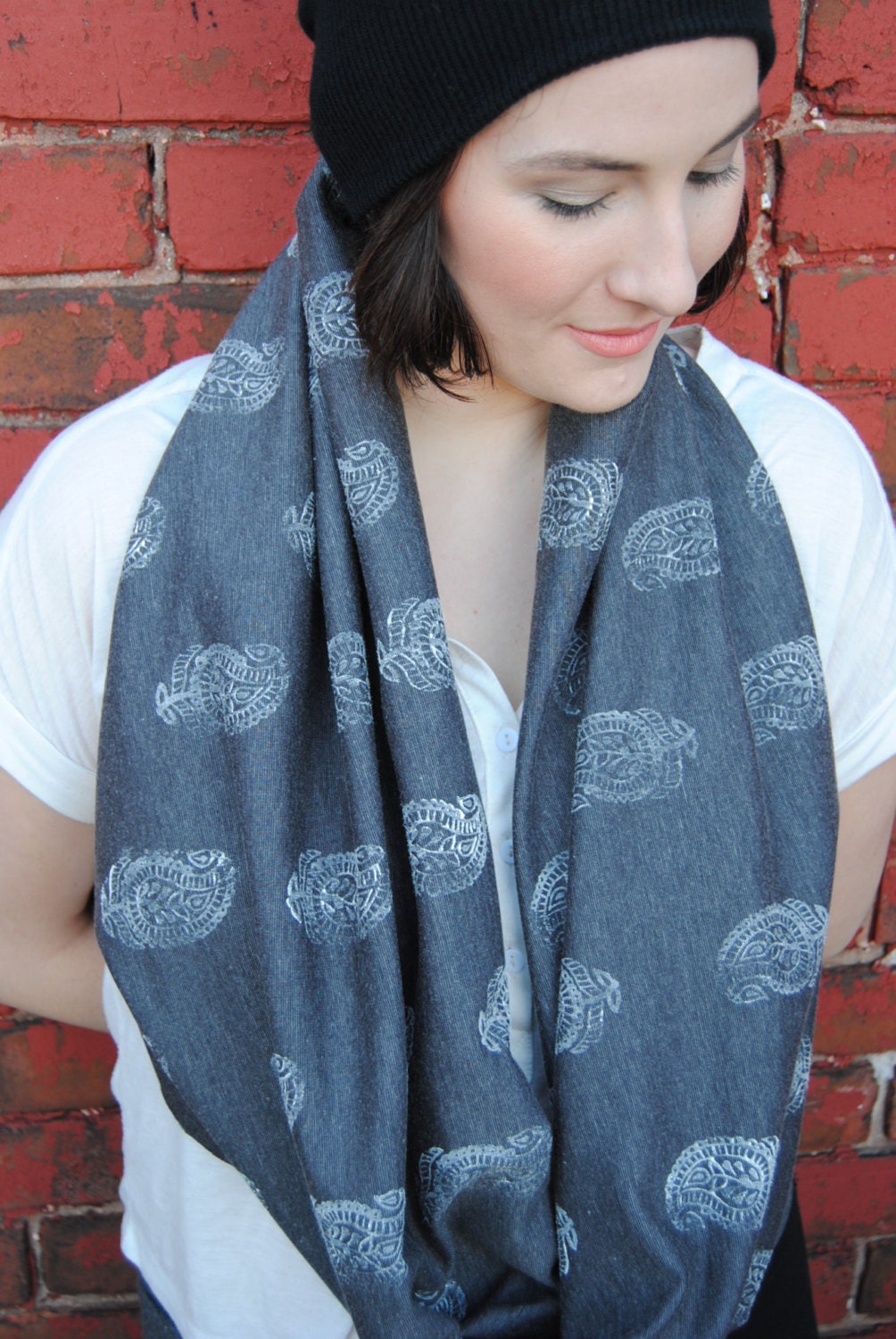 cotton infinity scarf//paisley print