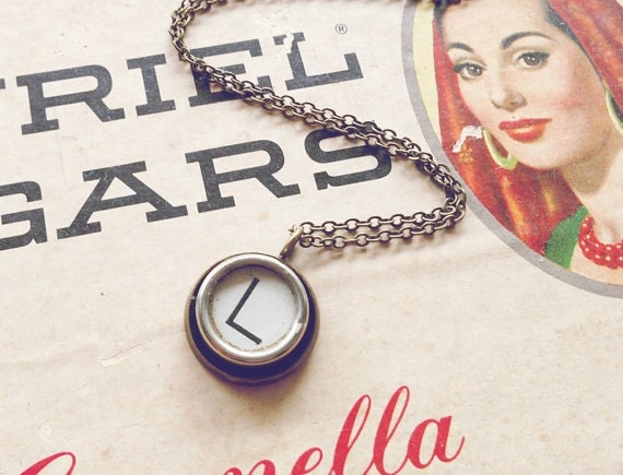 L- Antique Typewriter Key Necklace