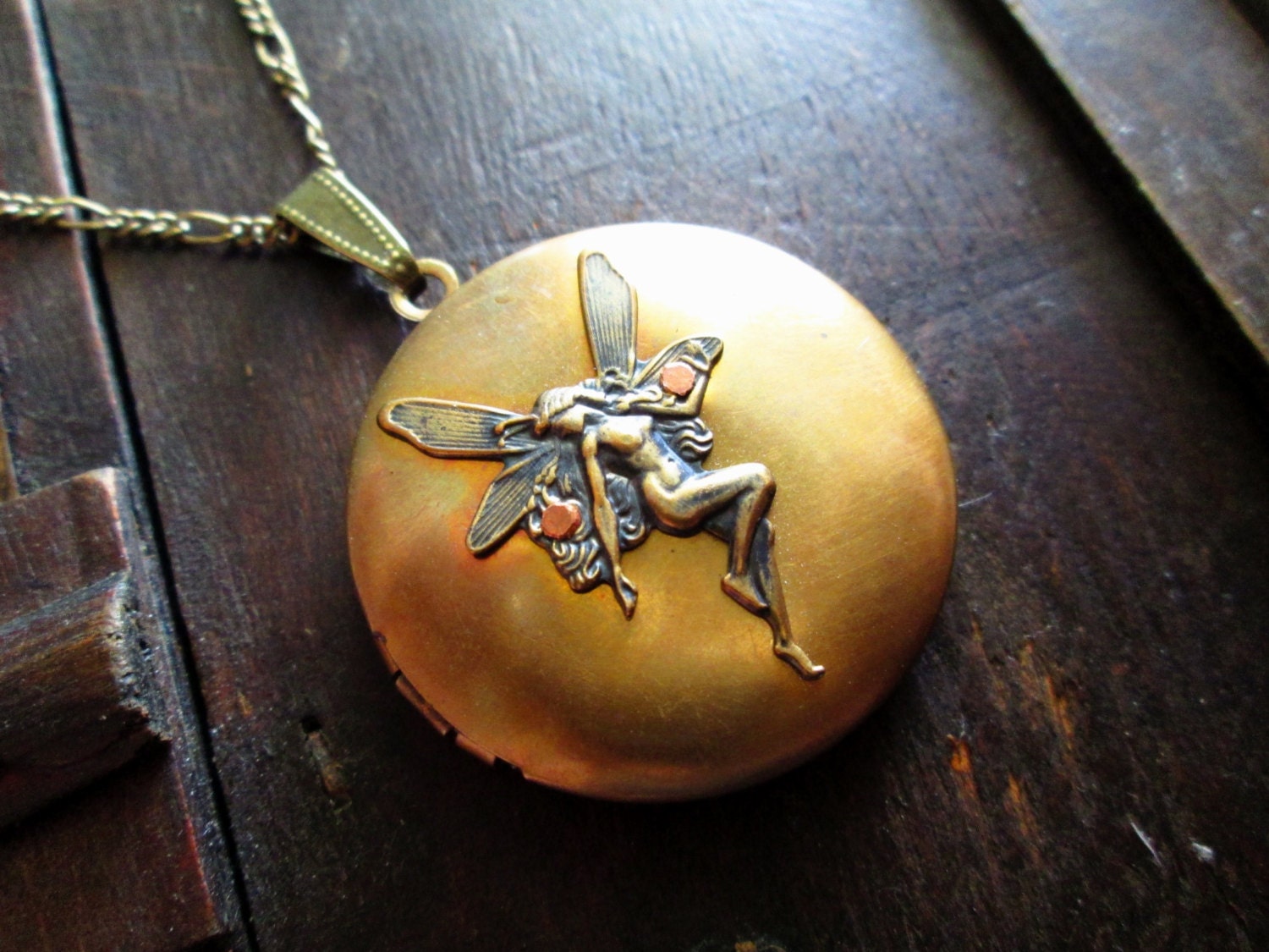 Steampunk Jewelry - Fairy Locket Necklace - Hand Riveted
