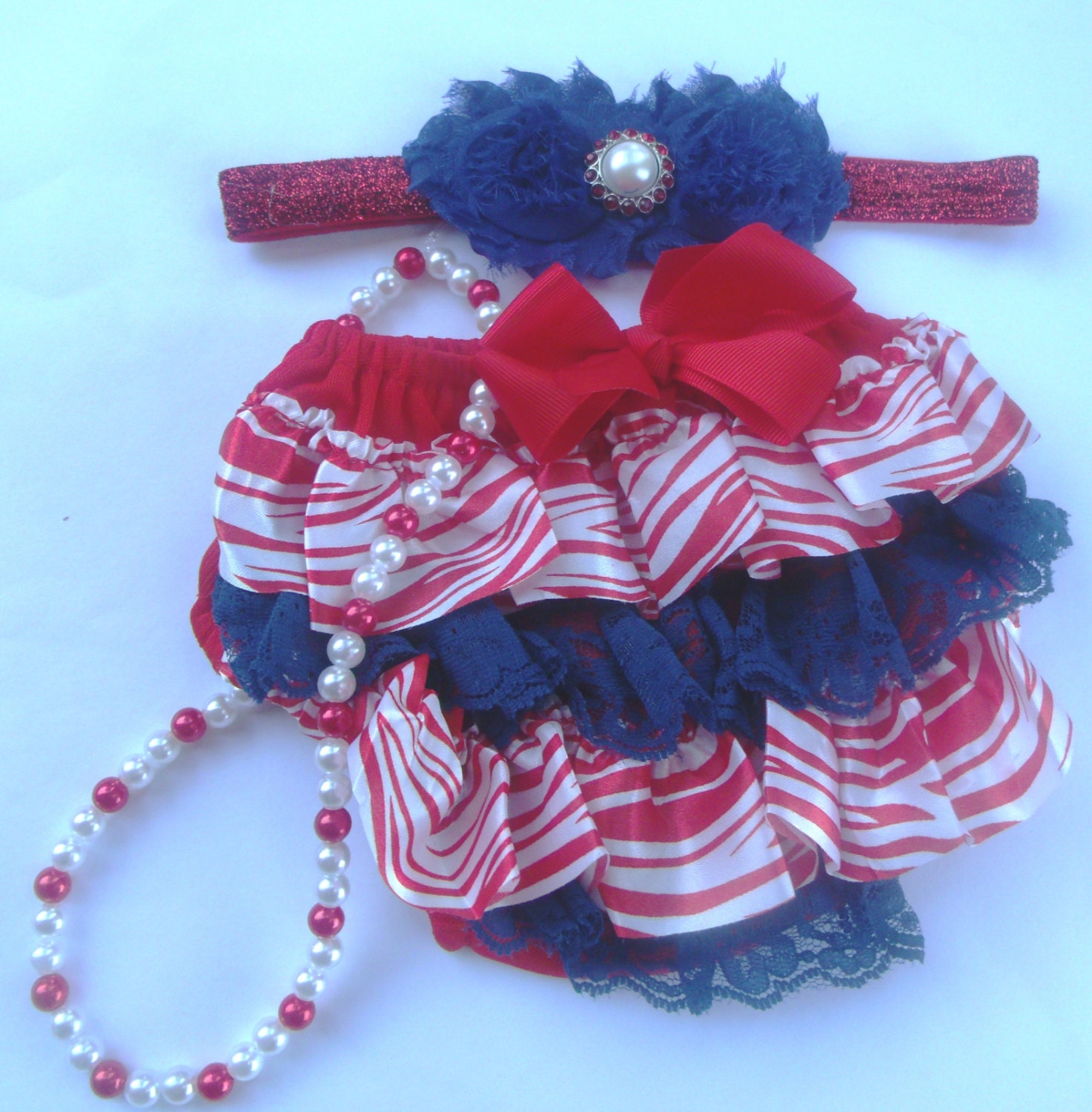 3 Pcs. Patriotic 4th of July Ruffle Baby Bloomers,Diaper cover,Bloomer Newborn Toddlers Photo Props, Ready to Ship