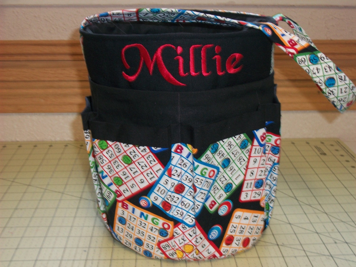 Monogrammed Bingo Bag Tote/ Craft Bag in Bingo Cards