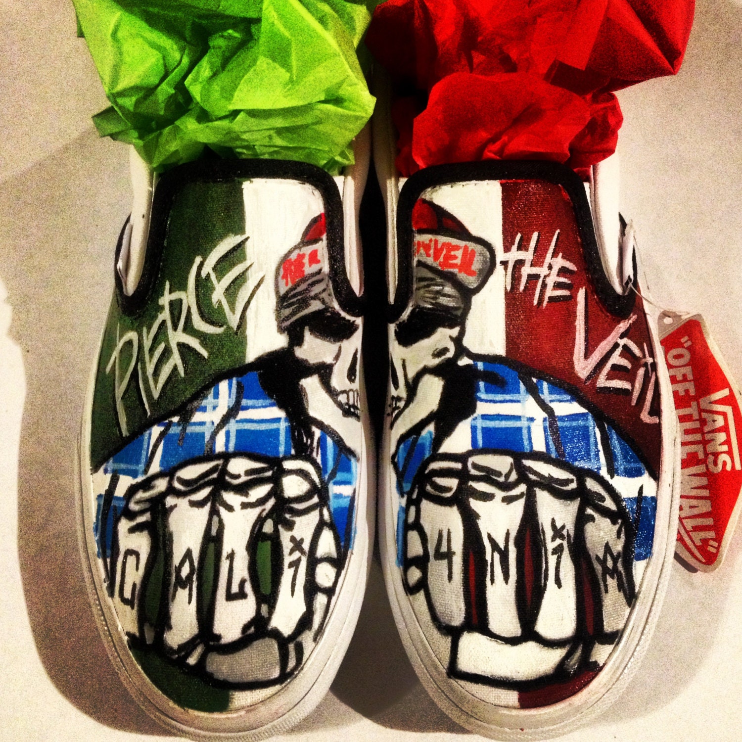 Custom Hand Painted Pierce the Veil Slip ons (NOT VANS BRAND)