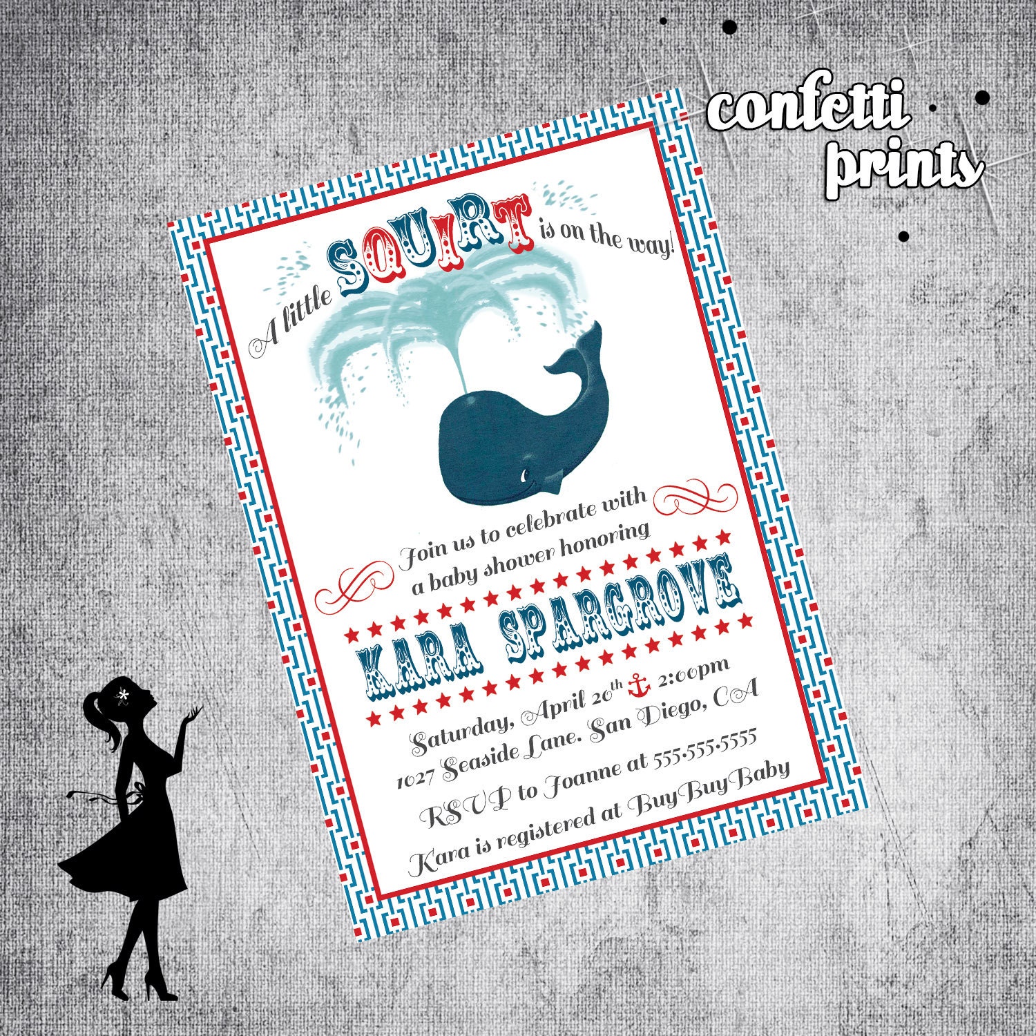 Vintage Baby Shower Invitation - LITTLE SQUIRT Printable Il_570xn