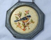 Vintage Bird and Flower Medallions Hanging Wall Ornament -- Traditional and Charming
