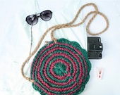 Hemp Rope Bag, Hippie Cross-body Bag Ecofriendly Natural, Unique Handmade, Summer Bag