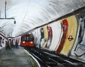 London UK Tube Train Station Wood Green Art Print from Original Painting