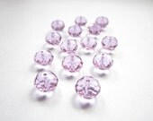 Lavender crystal beads - 14 pale lilac crystals, pale lavender crystals  - 12mm by 9mm / lavender, lilac, pale pink purple