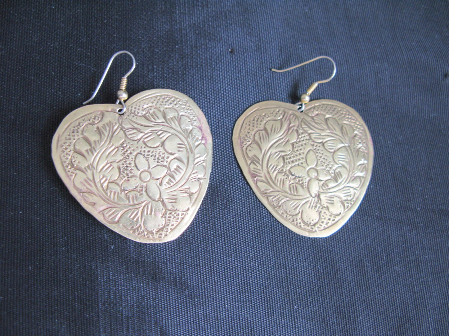 Jewelry Earrings Dangle Brass Earrings, Valentines Day, Large Heart Earrings