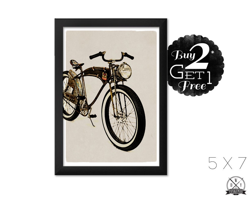 Vintage Bike, 5X7 Vintage Print, Art Print and Home Decor, Buy 2 Get 1 Free