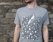 Mens T-shirt hand screen printed on Organic cotton with eco-friendly inks. 'King of the sea'.