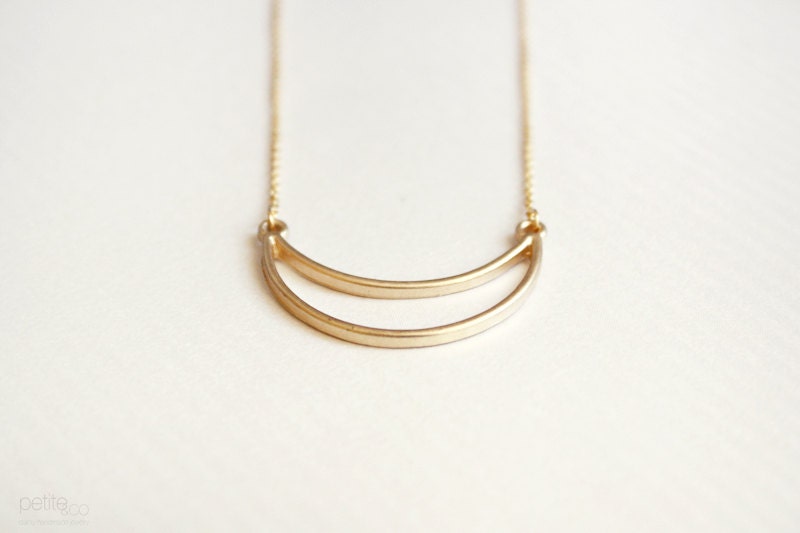 crescent - minimalist gold necklace - dainty modern jewelry