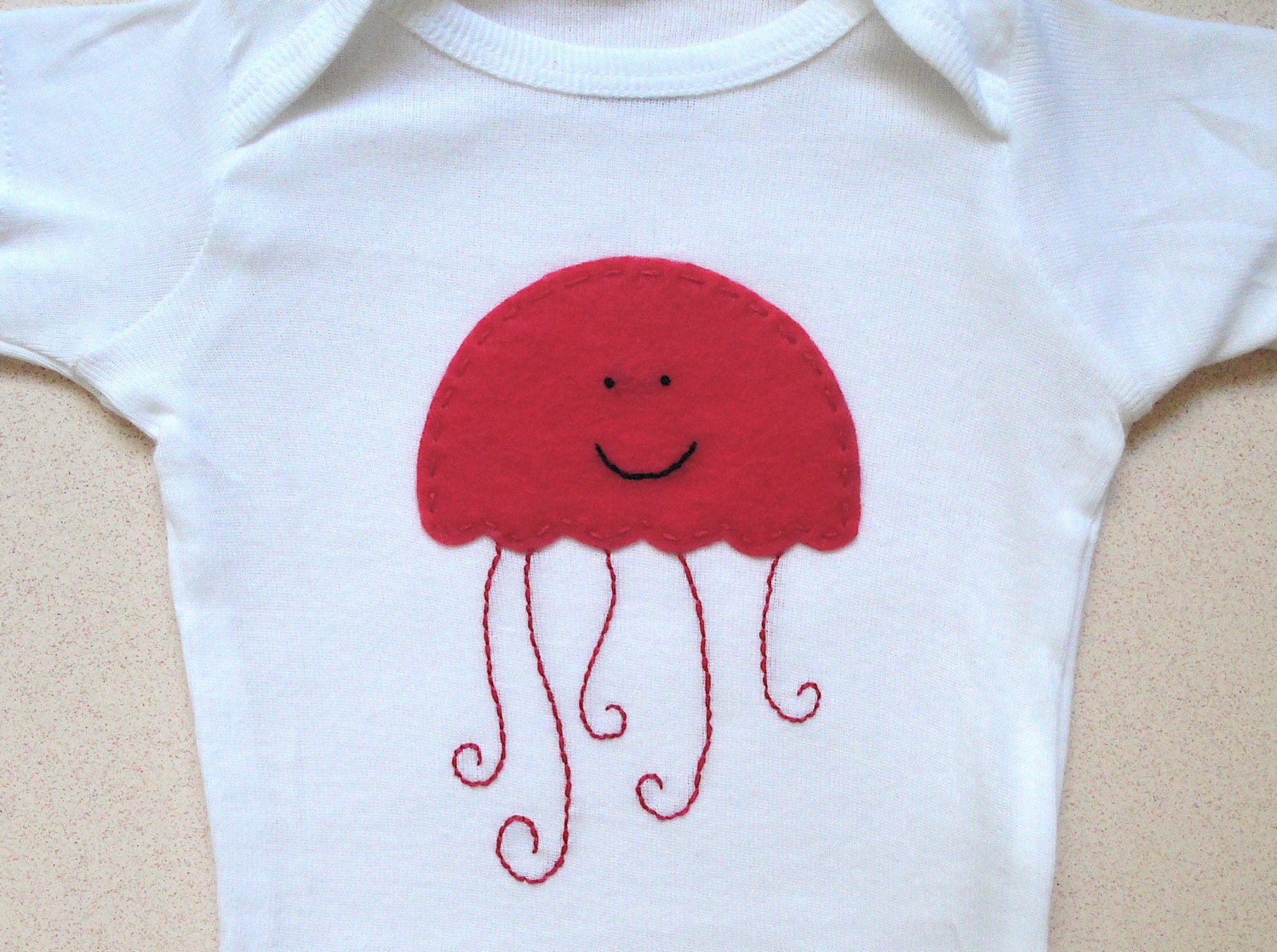 Happy Jellyfish Onesie- Handstitched Il_570xn