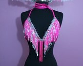 Hot Pink Vegas Showgirl Burlesque costume with disco ball & feather headpiece