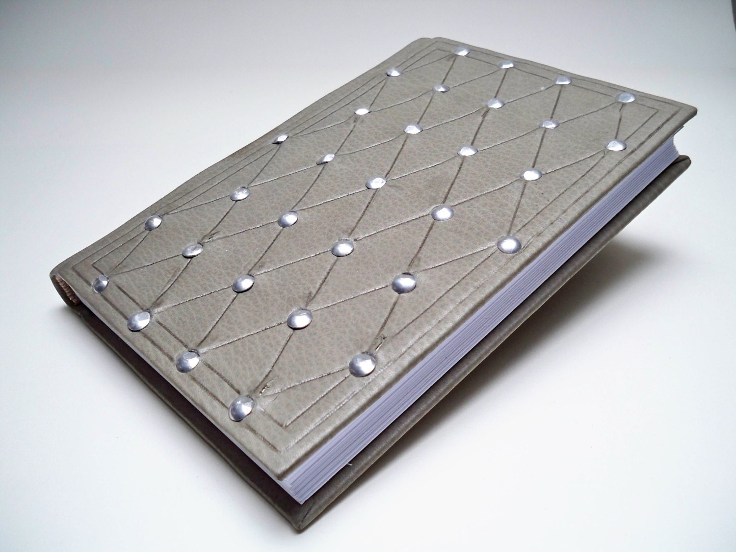 Grey Leather Book - Medieval Studs Style, guest book