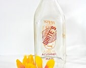 Vintage Dairy Bottle Whites Dairy Farm Acushnet Mass Milk Bottle Country Home Decor