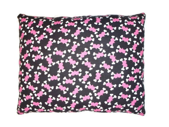 Handmade nap throw pillow crossbone hearts and chevron in black white and pink  punk teen pirate emo rock star rockabilly trendy