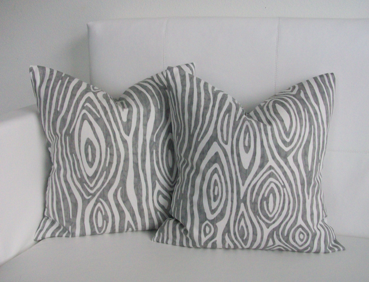 Gray Woodgrain Throw Pillow Covers - 16x16 Set of 2 Pillow Covers