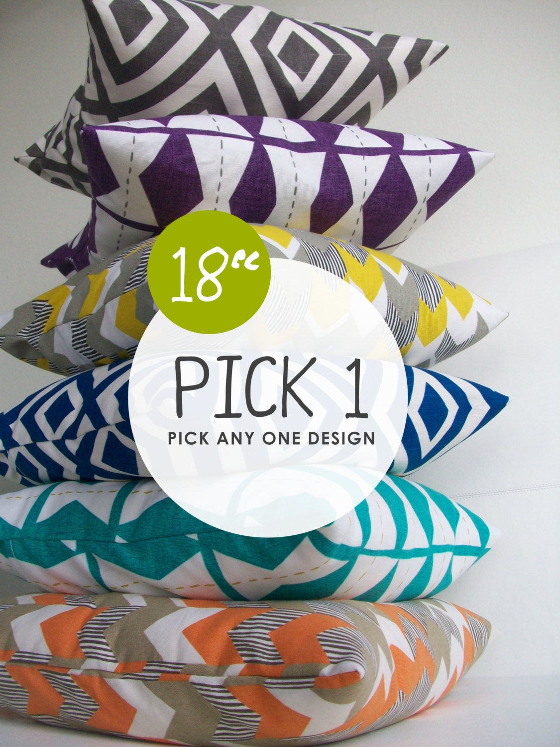 Pick 1 - 18 x 18 Pillow Cover - Choose Your Pillow - Cushion Covers