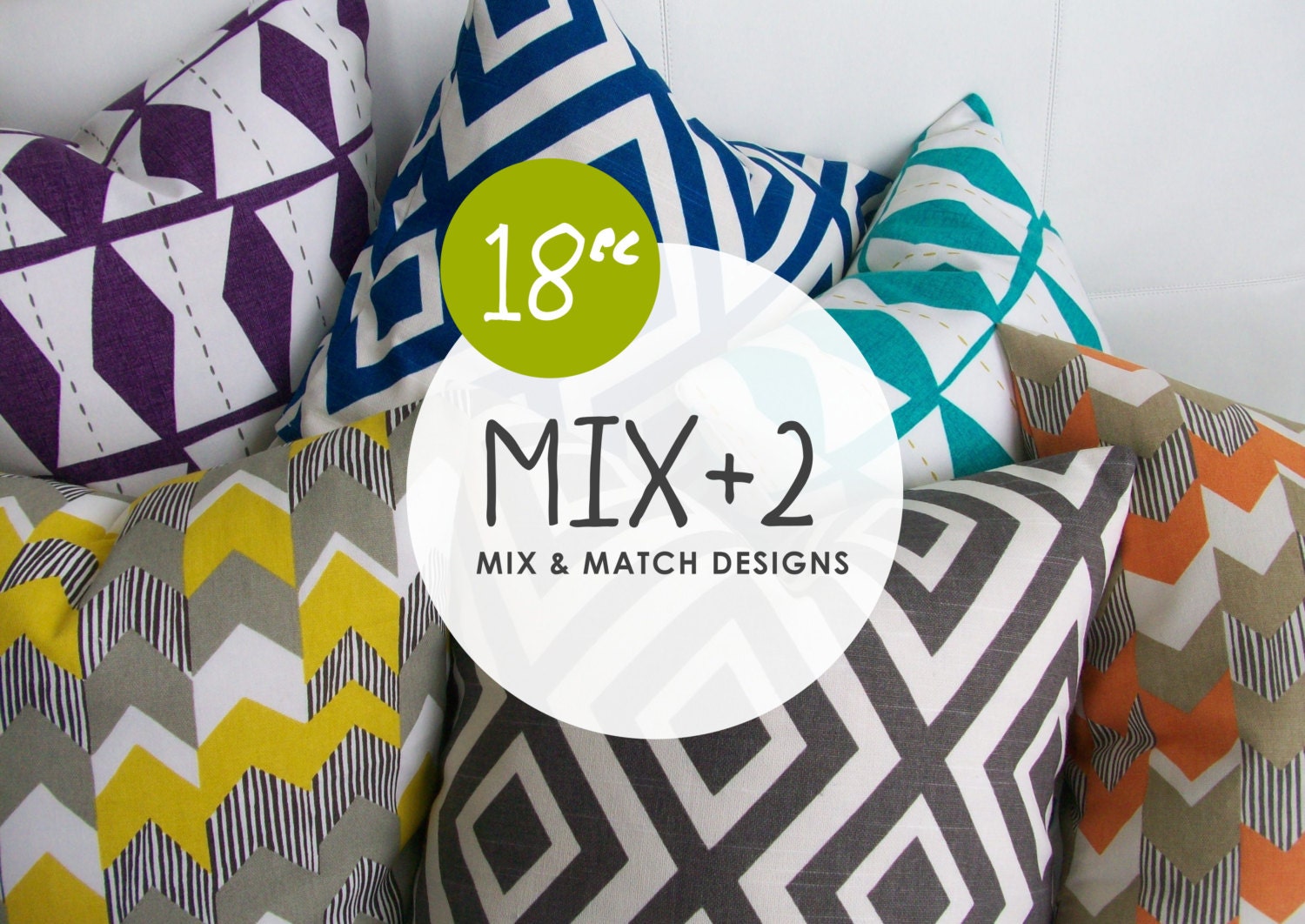 18x18 Pillow Cover Set - Pick You Set of Decorative Pillow Covers for 18x18 Throw Pillows Mix 2