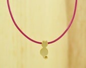Cute Cat Pendant Necklace, Gold Plated Brass Pendant, Genuine Leather Cord, Everyday Wear, Perfect Gift, also in Rhodium Plated