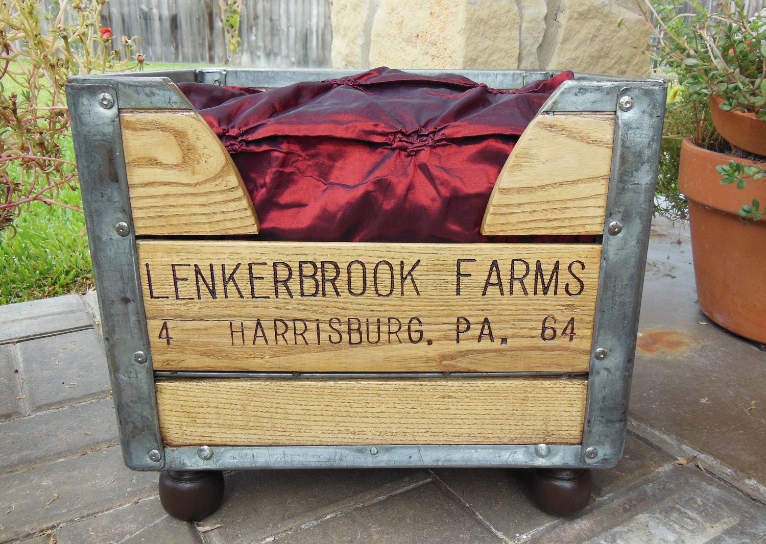 Cat Bed. Dog Bed. Pet Bed. Wooden 1964 Milk Crate. OOAK Unique Antique