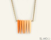 Nabi necklace ombre peach and orange - Tribal spikes necklace - Primitive horn necklace - Ombre jewelry