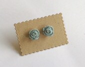 Vintage blue rose stud earrings