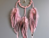 Dream Catcher Pink Suede with Pink Rooster Feathers