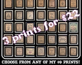 22 Dollars for THREE 8 x 10  Single Sheet Wedding Prints / Signs on Kraft or White---CHOOSE any Three 9.00 Signs