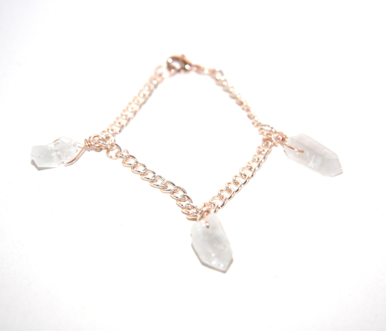 Snow Quartz Mental Clarity Bracelet - 7" Rose Gold Tone Chain - Calming, Clearing, Amplifying