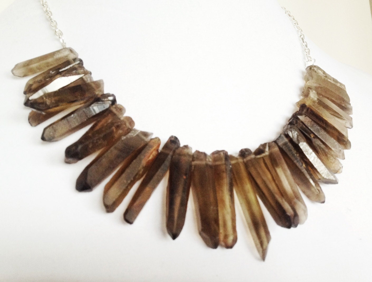 Smoky Quartz Mega Positive Energy Necklace - TON of Smoky Quartz - 18" Silver Colored Chain - Reiki Infused