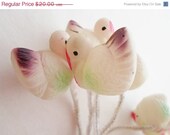 SPRING SALE Vintage Japan Celuloid Turkey Christmas Ornaments, Pix, Decoration Set of 12 Attatched to a Pipe Cleaner, Holidays