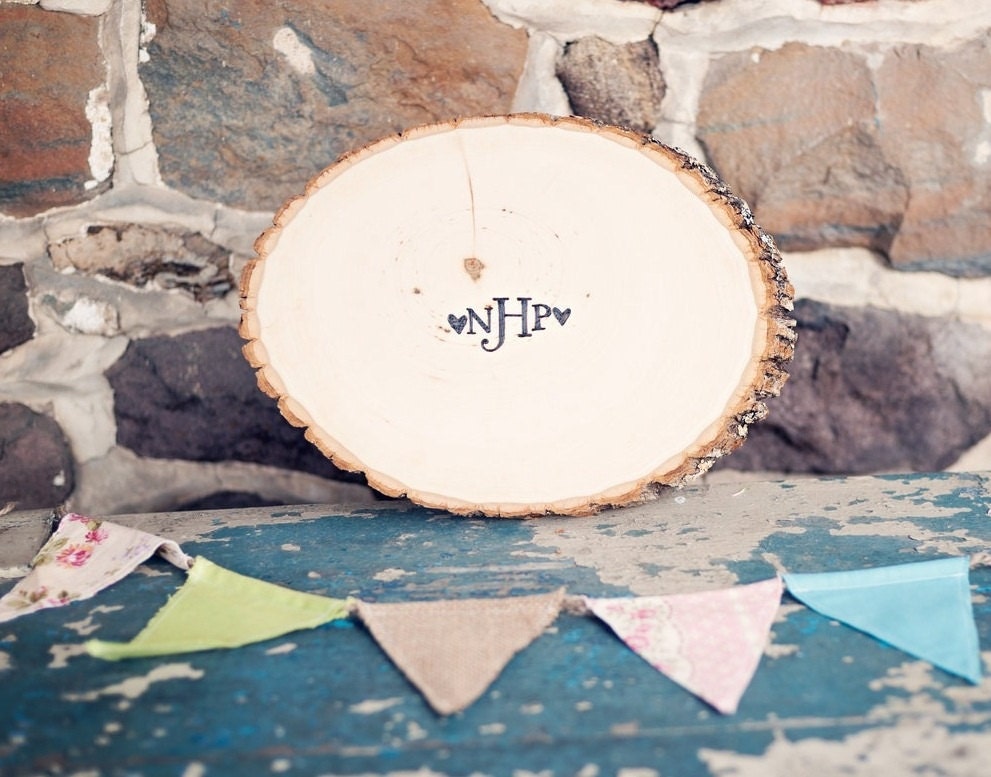 Featured on Emmaline Bride- Rustic Wedding Tree Slice Guest Book Alternative