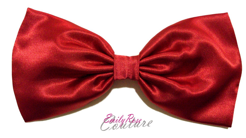 Large Red "Disney's Snow White" Inspired Satin Hair Bow- Barrette or Alligator Clip