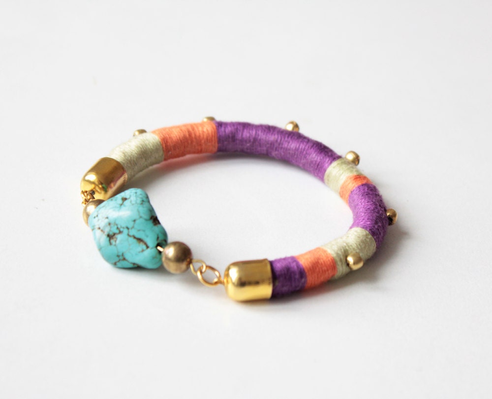 Rope and Turquoise bangle " Nuru"