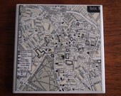1960 Boston Massachusetts Handmade Vintage Map Coaster - Ceramic Tile Coaster - Repurposed 1960s Hammond Atlas - OOAK Drink Coasters