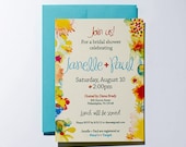 Bright Floral Bridal Shower Custom Invitations: Set of 10