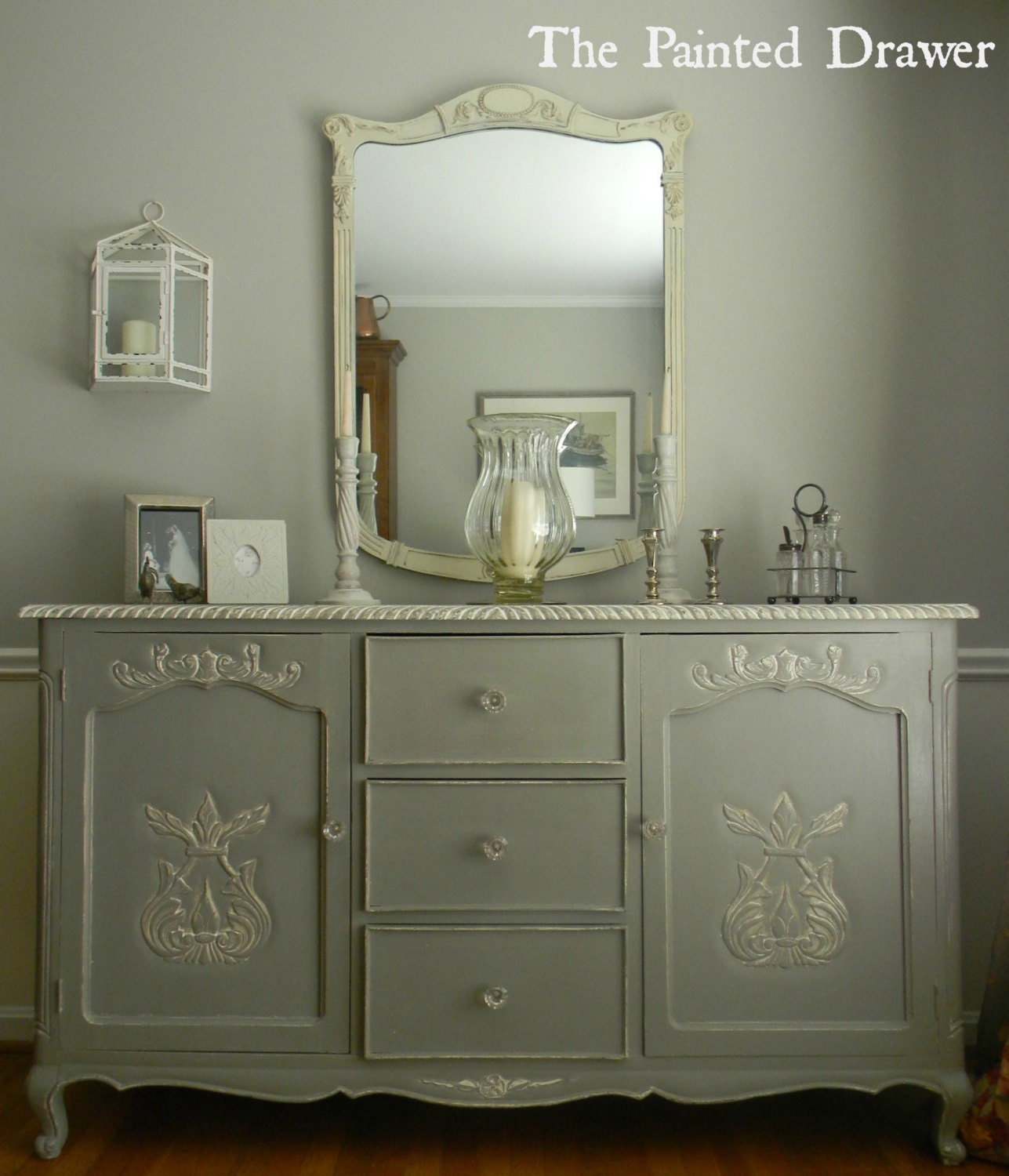 French Grey Antique Sideboard