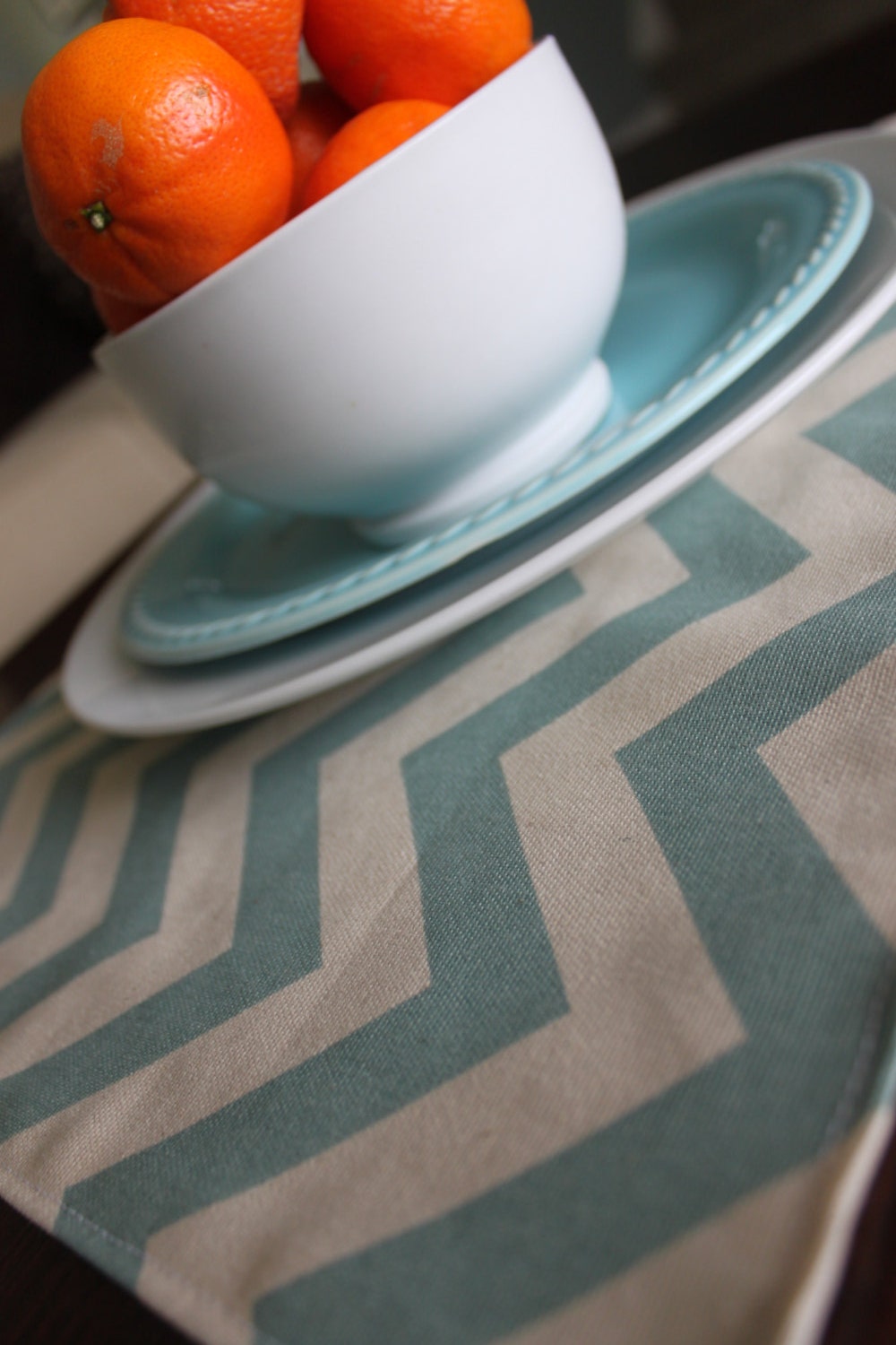 Set of 4 Aqua and White Chevron Place Mats/Wedding Gift/Christmas Gift/17.5x14