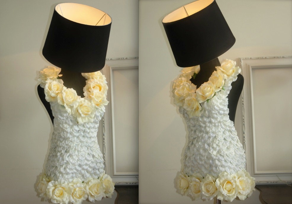 summer handmade black mannequin dress floor table lamp white ivory roses romantic wedding lamp decorations lighting design birthday gift