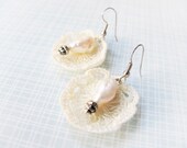Pearl - Mini Doilies Lace and Authentic Freshwater Pearl Earrings - Beautifully Packaged