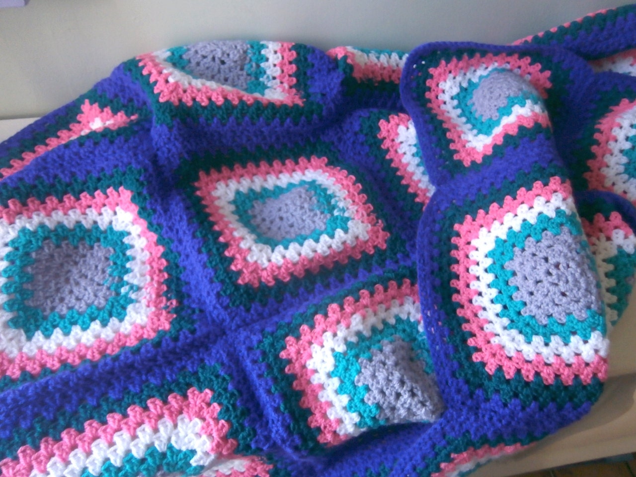 Granny Squares Crochet Knit Blanket